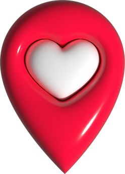 3d red location pin heart